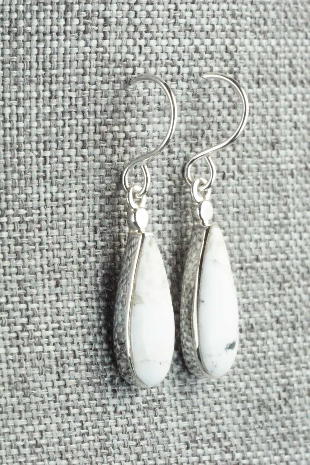 White Buffalo & Sterling Silver Earrings - Kenneth Bitsie