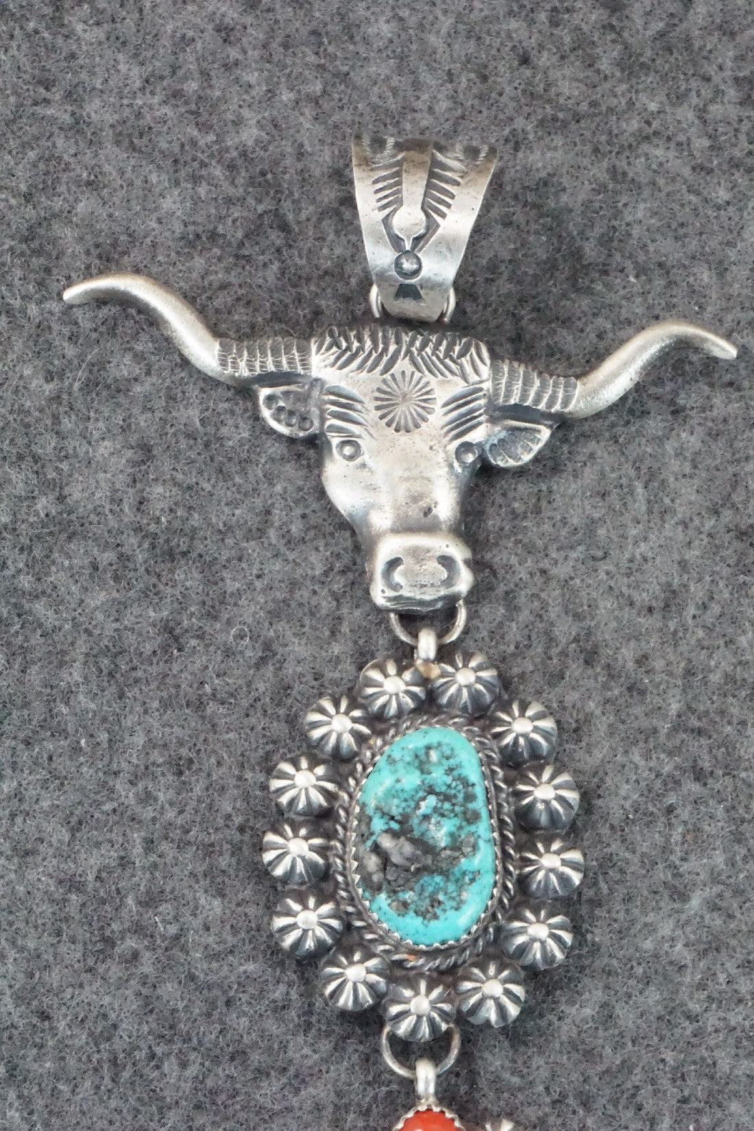 Turquoise, Spiny Oyster & Sterling Silver Pendant - Kevin Billah