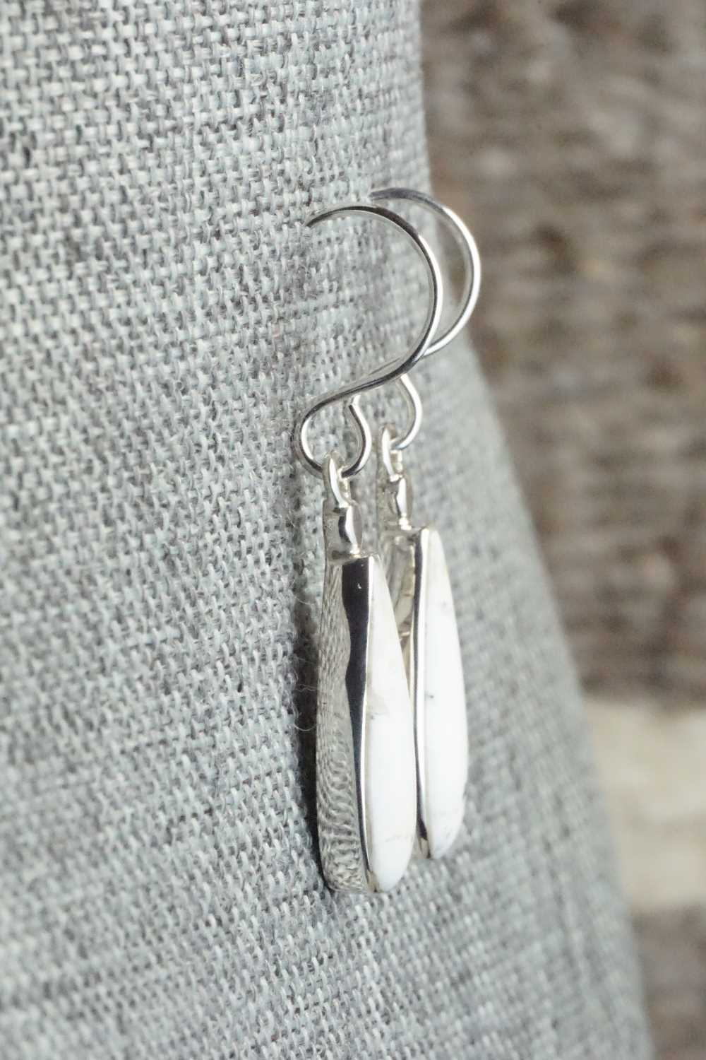 White Buffalo & Sterling Silver Earrings - Kenneth Bitsie
