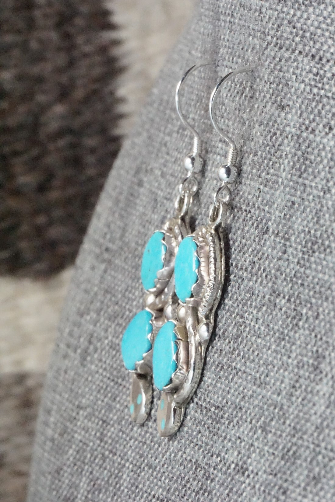 Turquoise & Sterling Silver Earrings - Joy Calavaza