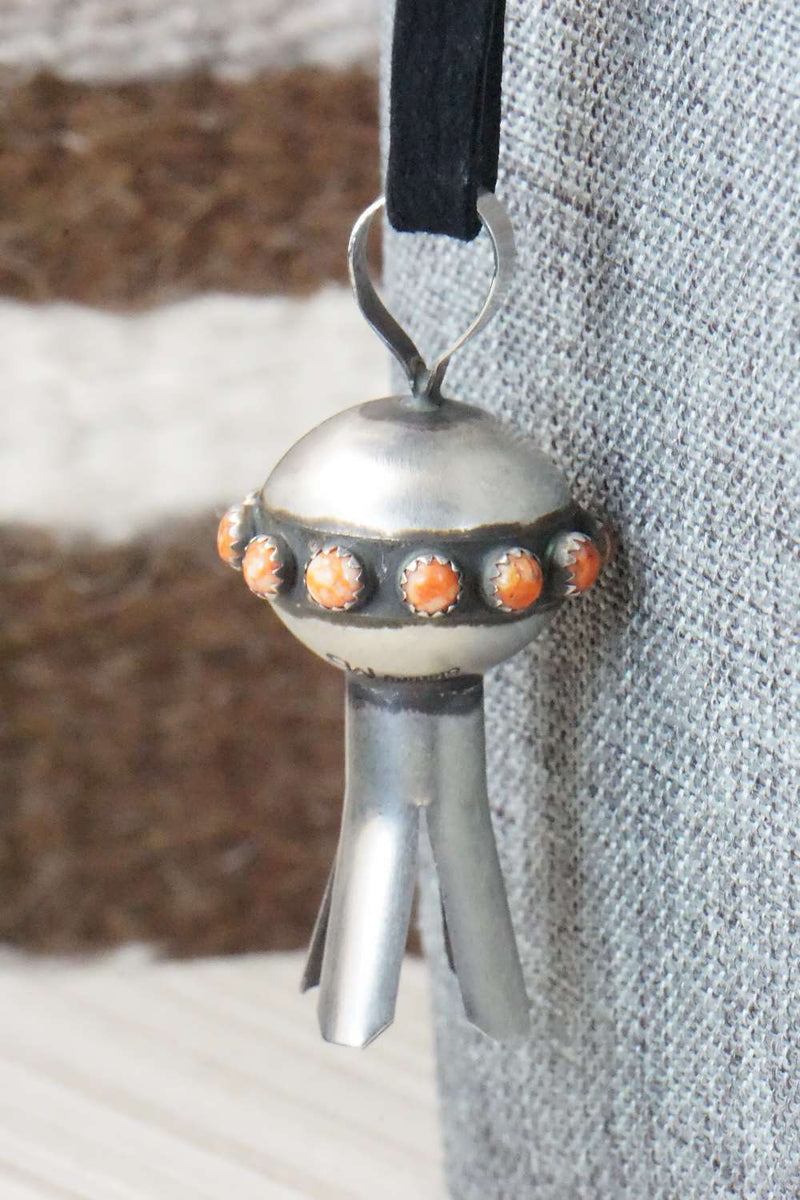 Spiny Oyster & Sterling Silver Pendant and Leather Necklace - Monica Smith
