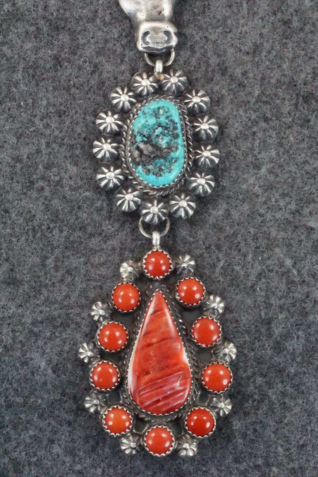 Turquoise, Spiny Oyster & Sterling Silver Pendant - Kevin Billah