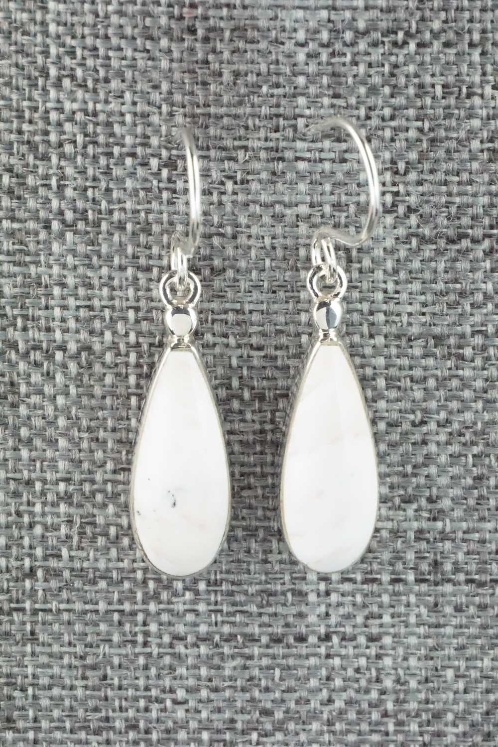 White Buffalo & Sterling Silver Earrings - Kenneth Bitsie