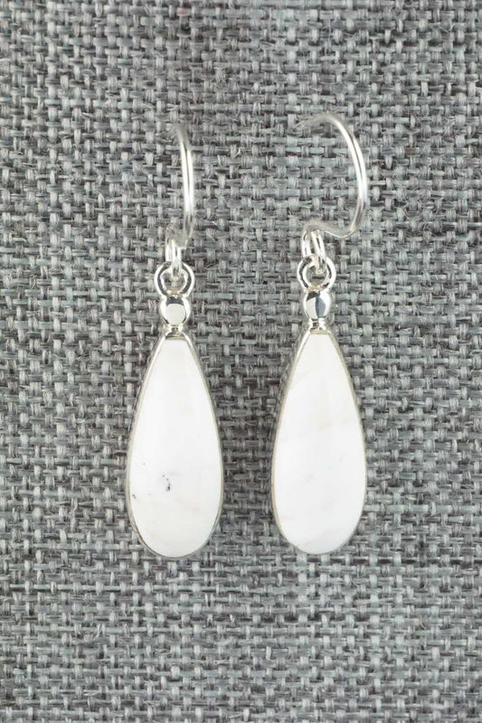 White Buffalo & Sterling Silver Earrings - Kenneth Bitsie