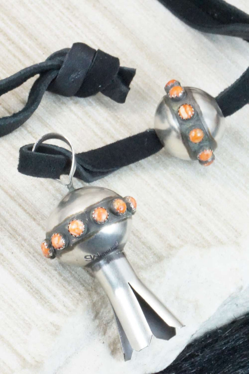 Spiny Oyster & Sterling Silver Pendant and Leather Necklace - Monica Smith