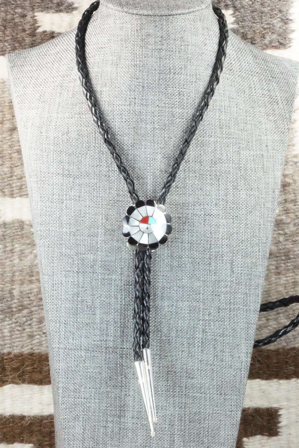 Multi Stone & Sterling Silver Inlay Bolo Tie - Denise Siutza