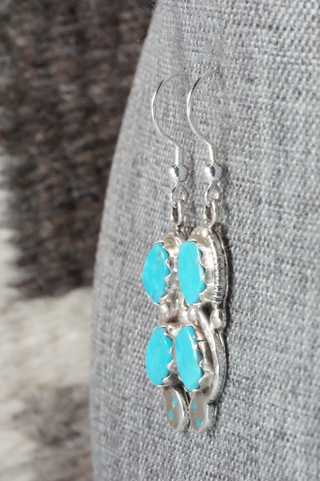 Turquoise & Sterling Silver Earrings - Joy Calavaza