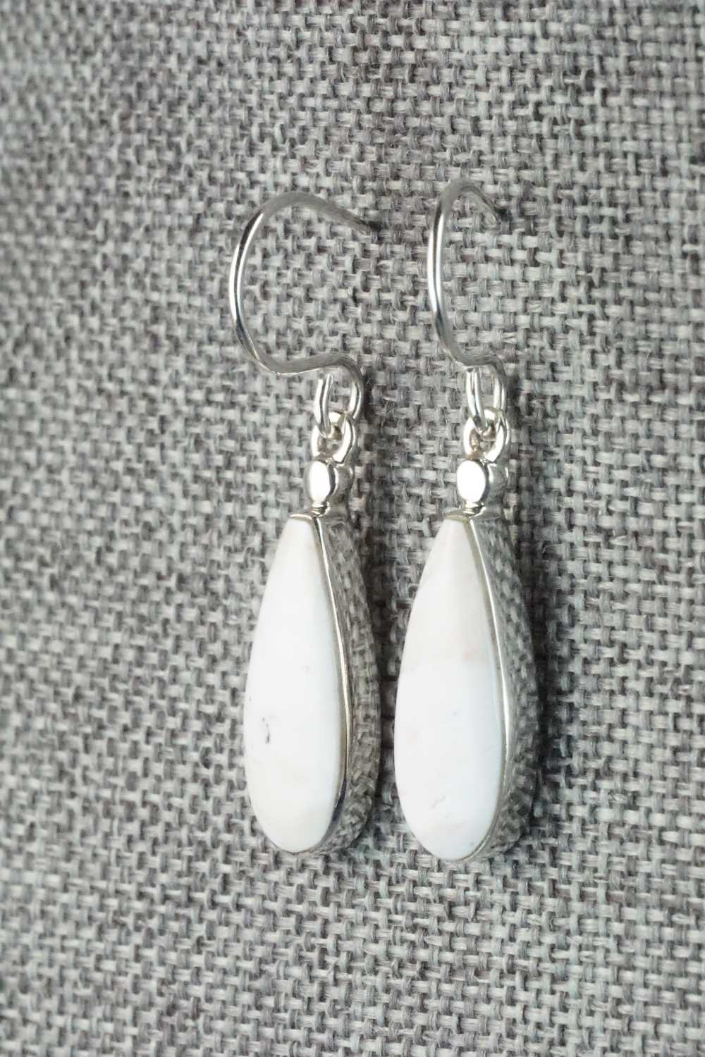 White Buffalo & Sterling Silver Earrings - Kenneth Bitsie