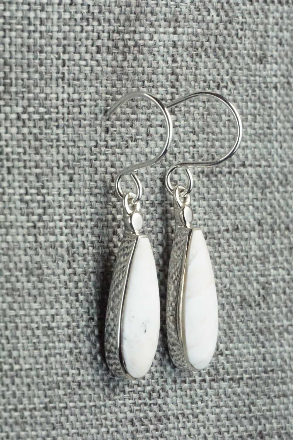 White Buffalo & Sterling Silver Earrings - Kenneth Bitsie