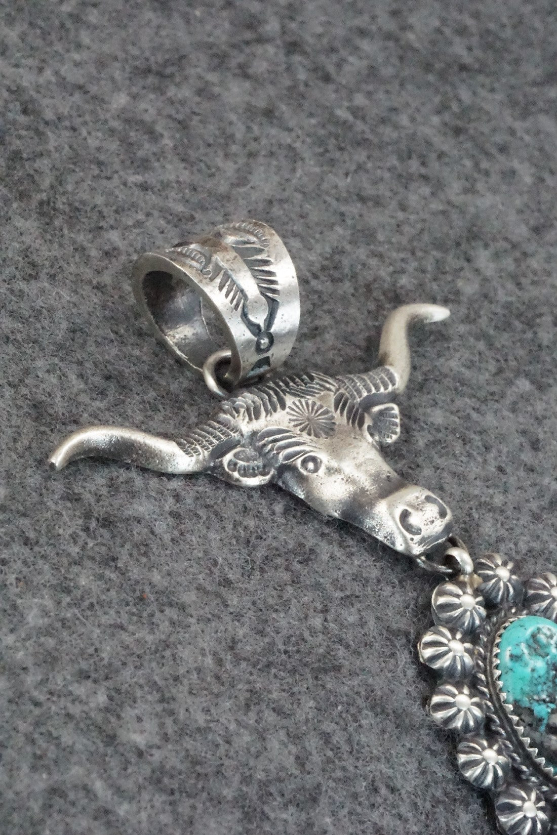 Turquoise, Spiny Oyster & Sterling Silver Pendant - Kevin Billah