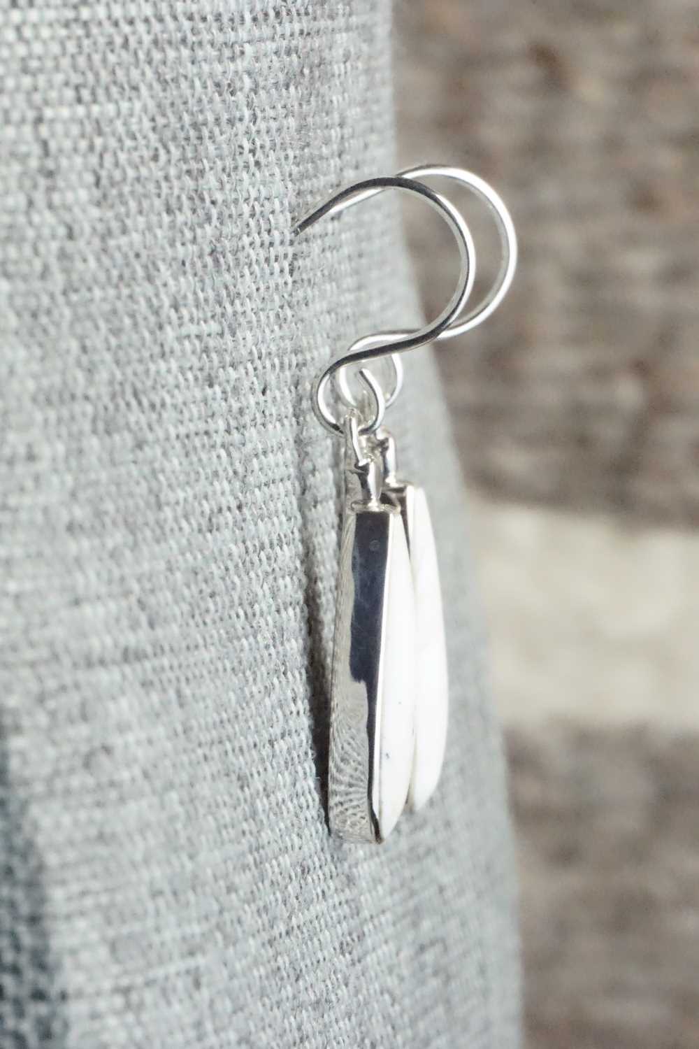 White Buffalo & Sterling Silver Earrings - Kenneth Bitsie