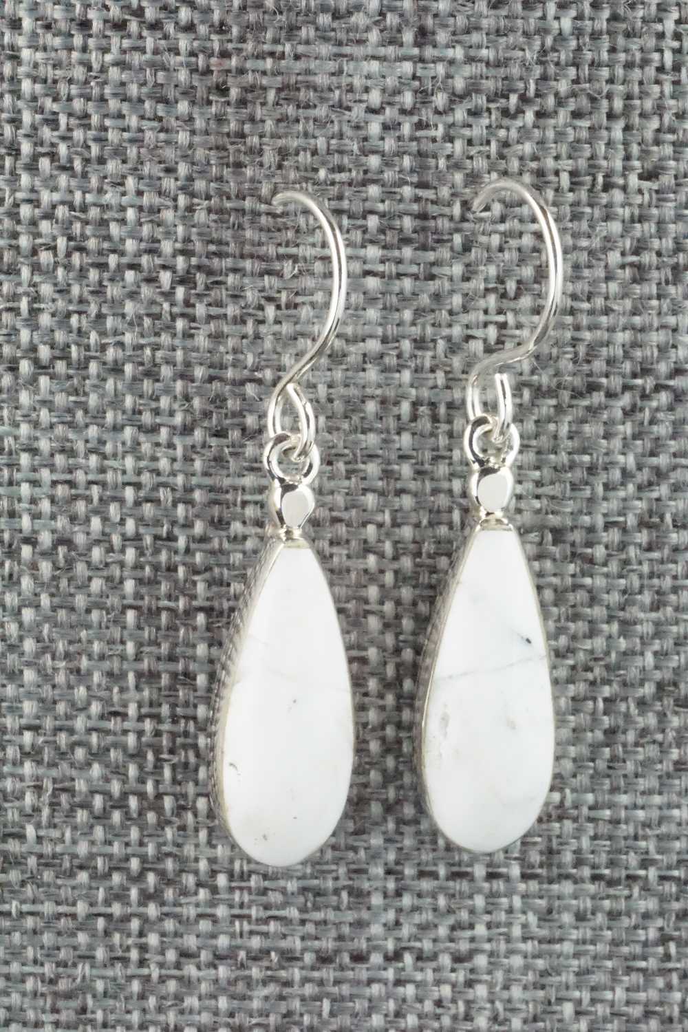 White Buffalo & Sterling Silver Earrings - Kenneth Bitsie
