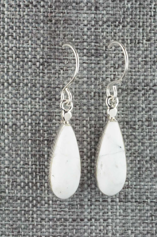 White Buffalo & Sterling Silver Earrings - Kenneth Bitsie
