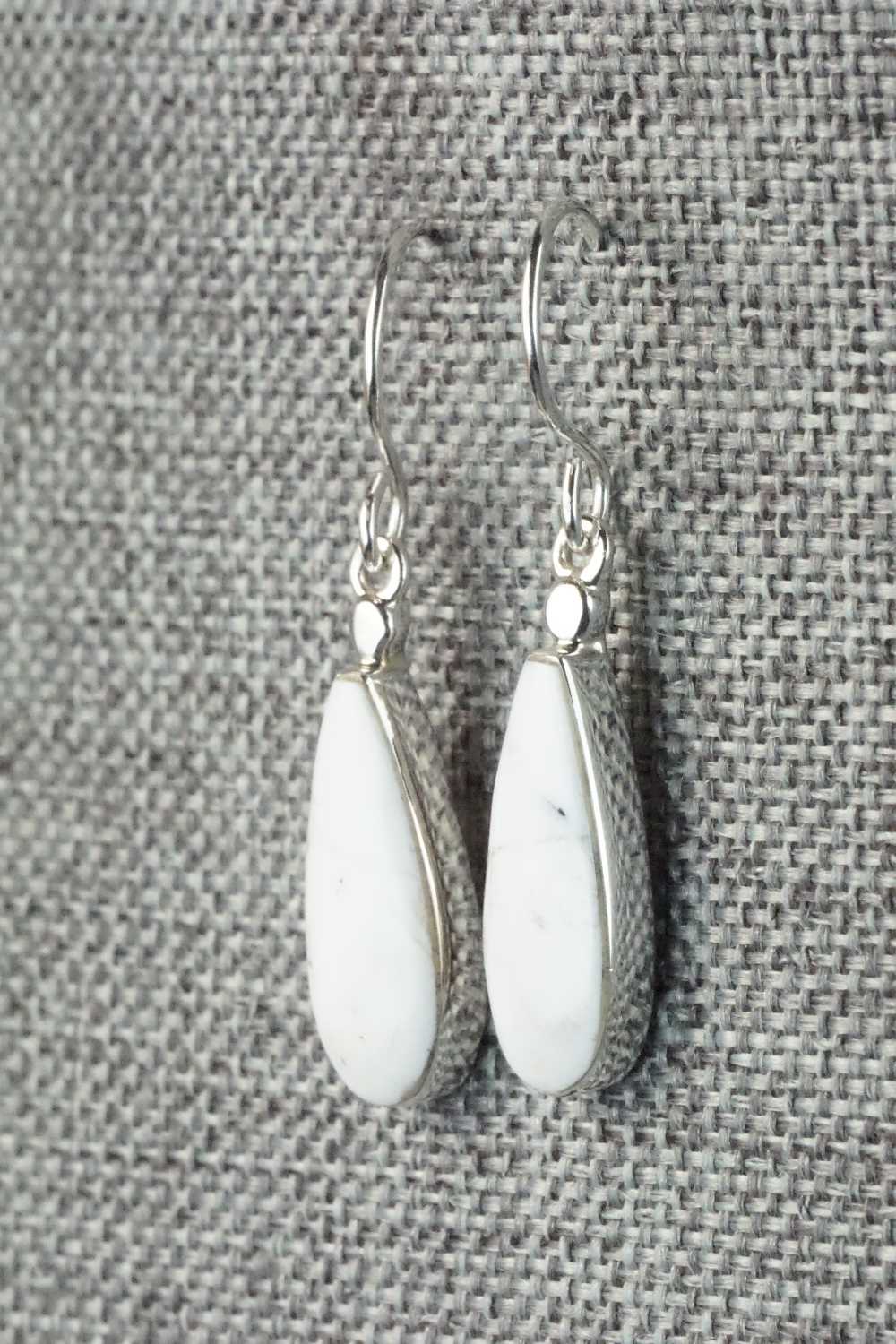 White Buffalo & Sterling Silver Earrings - Kenneth Bitsie