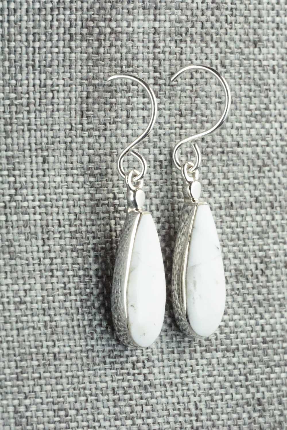 White Buffalo & Sterling Silver Earrings - Kenneth Bitsie