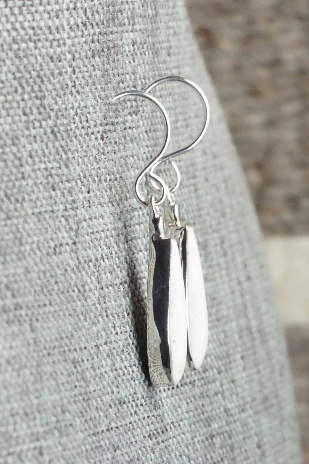 White Buffalo & Sterling Silver Earrings - Kenneth Bitsie