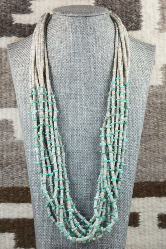 Turquoise, Shell & Sterling Silver Necklace - Ramona Bird