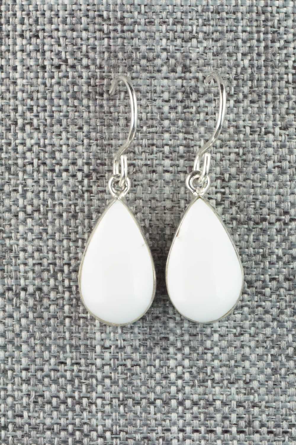 White Buffalo & Sterling Silver Earrings - Evelyn Abeita