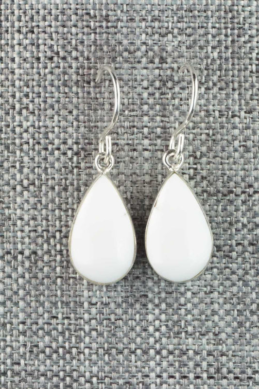 White Buffalo & Sterling Silver Earrings - Evelyn Abeita