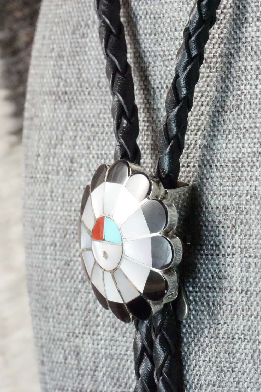 Multi Stone & Sterling Silver Inlay Bolo Tie - Denise Siutza