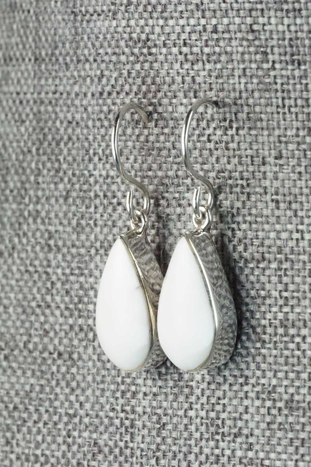White Buffalo & Sterling Silver Earrings - Evelyn Abeita