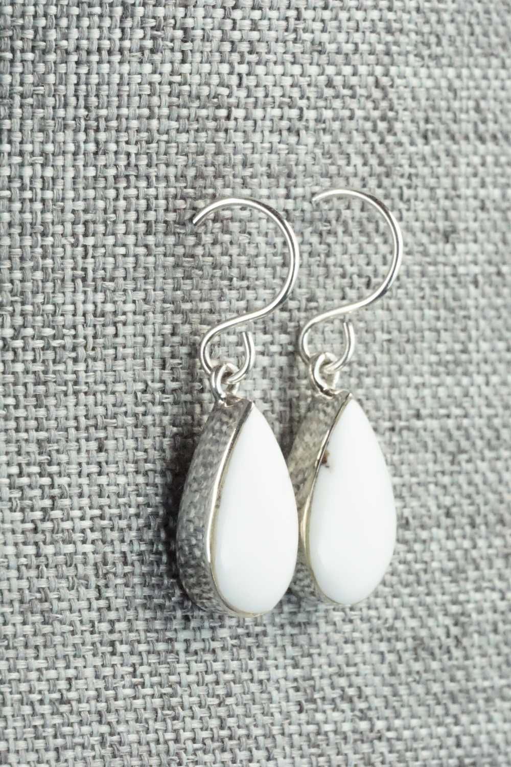 White Buffalo & Sterling Silver Earrings - Evelyn Abeita