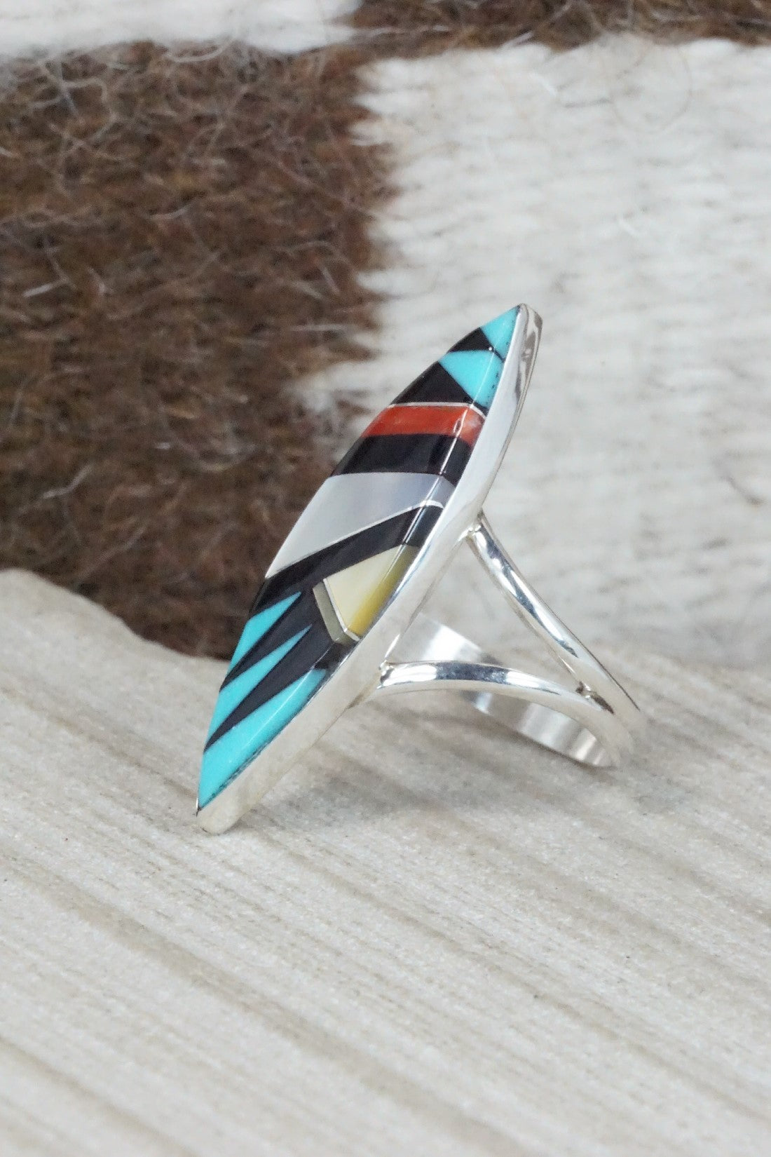 Multi Stone & Sterling Silver Ring - Cleo Kallestewa - Size 9.5