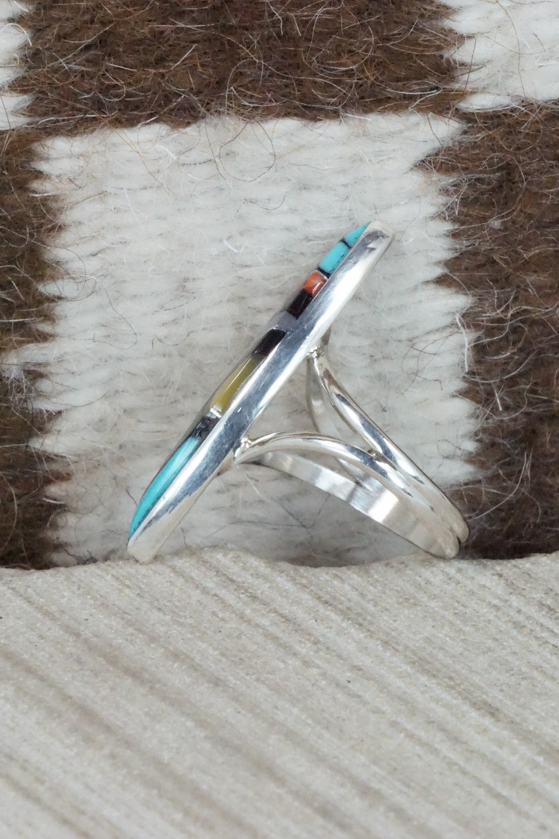 Multi Stone & Sterling Silver Ring - Cleo Kallestewa - Size 9.5