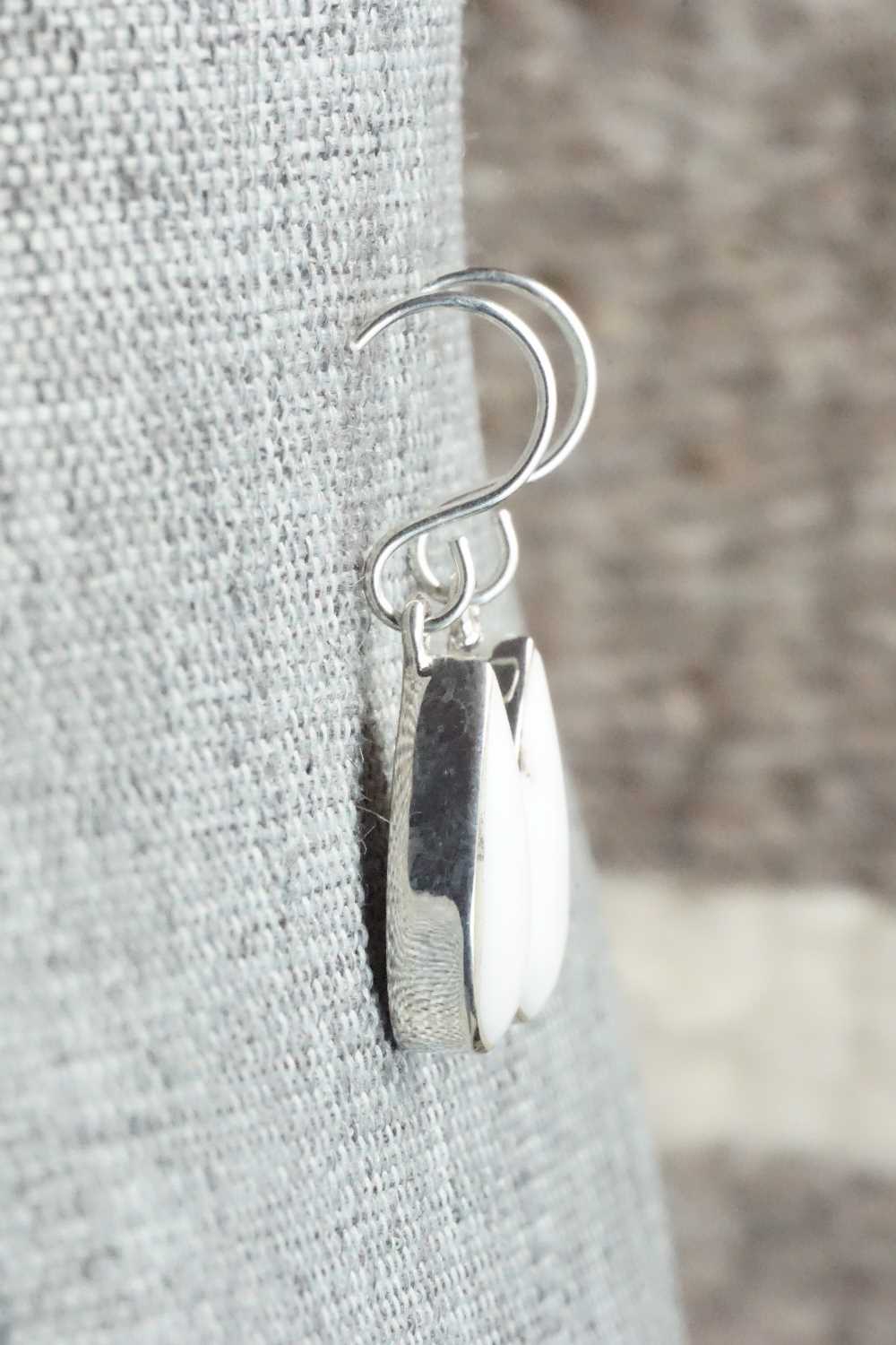 White Buffalo & Sterling Silver Earrings - Evelyn Abeita