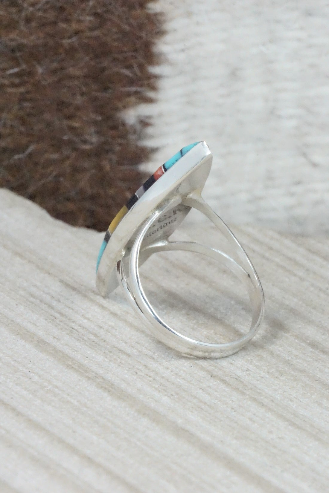 Multi Stone & Sterling Silver Ring - Cleo Kallestewa - Size 9.5