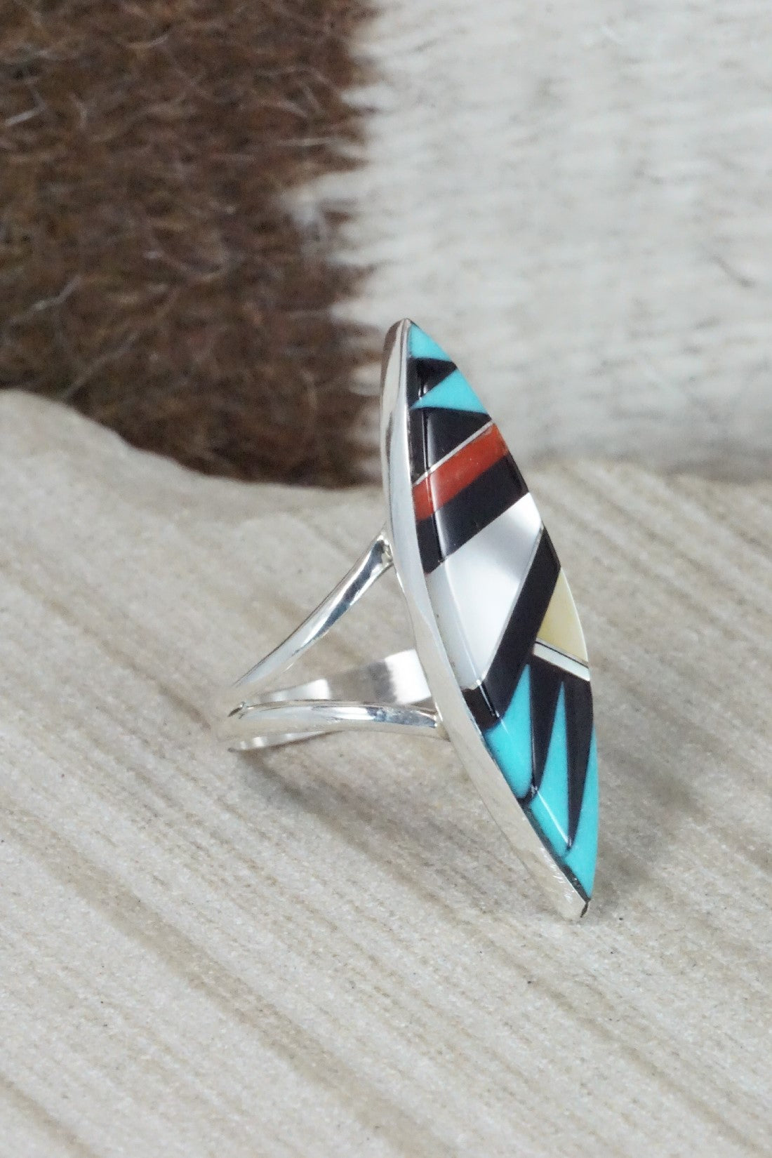 Multi Stone & Sterling Silver Ring - Cleo Kallestewa - Size 9.5