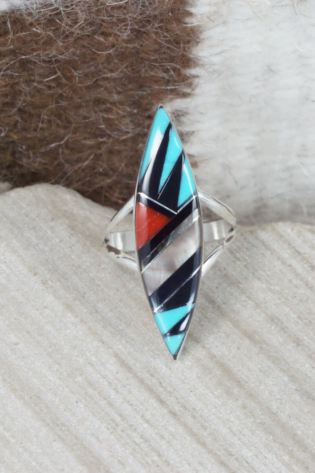 Multi Stone & Sterling Silver Ring - Cleo Kallestewa - Size 7.75