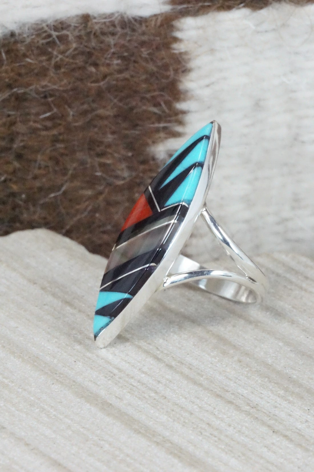 Multi Stone & Sterling Silver Ring - Cleo Kallestewa - Size 7.75