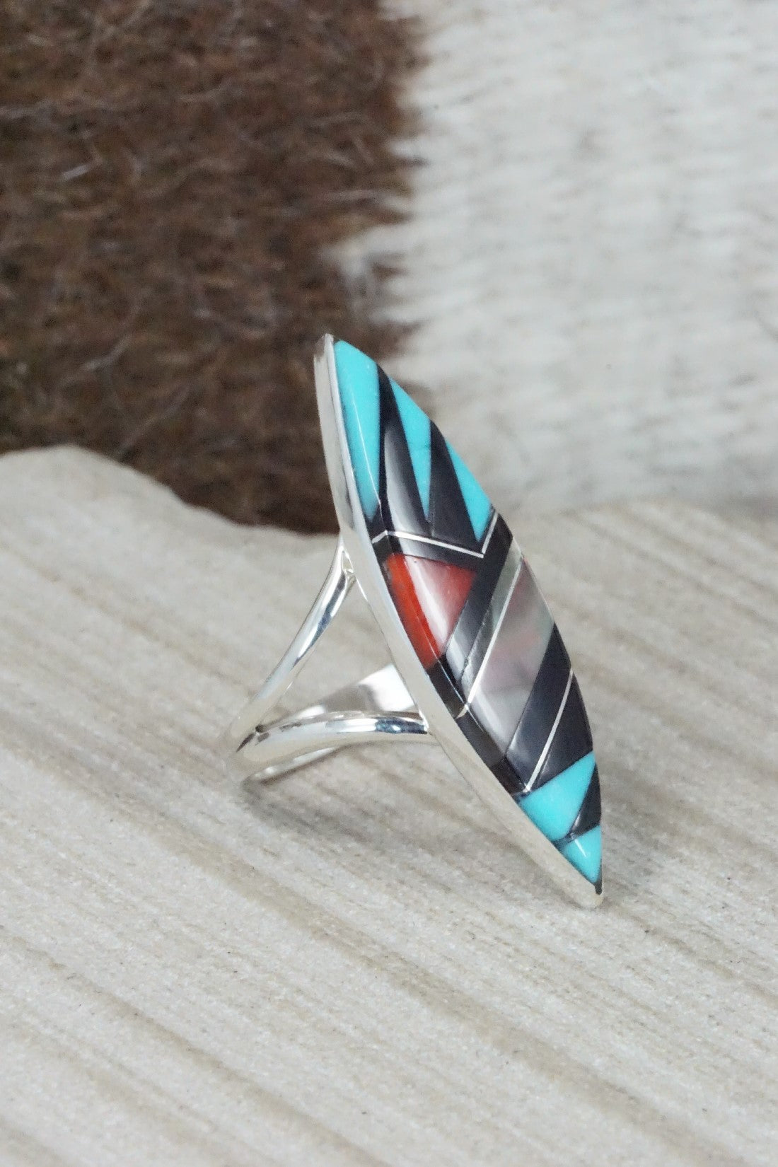 Multi Stone & Sterling Silver Ring - Cleo Kallestewa - Size 7.75