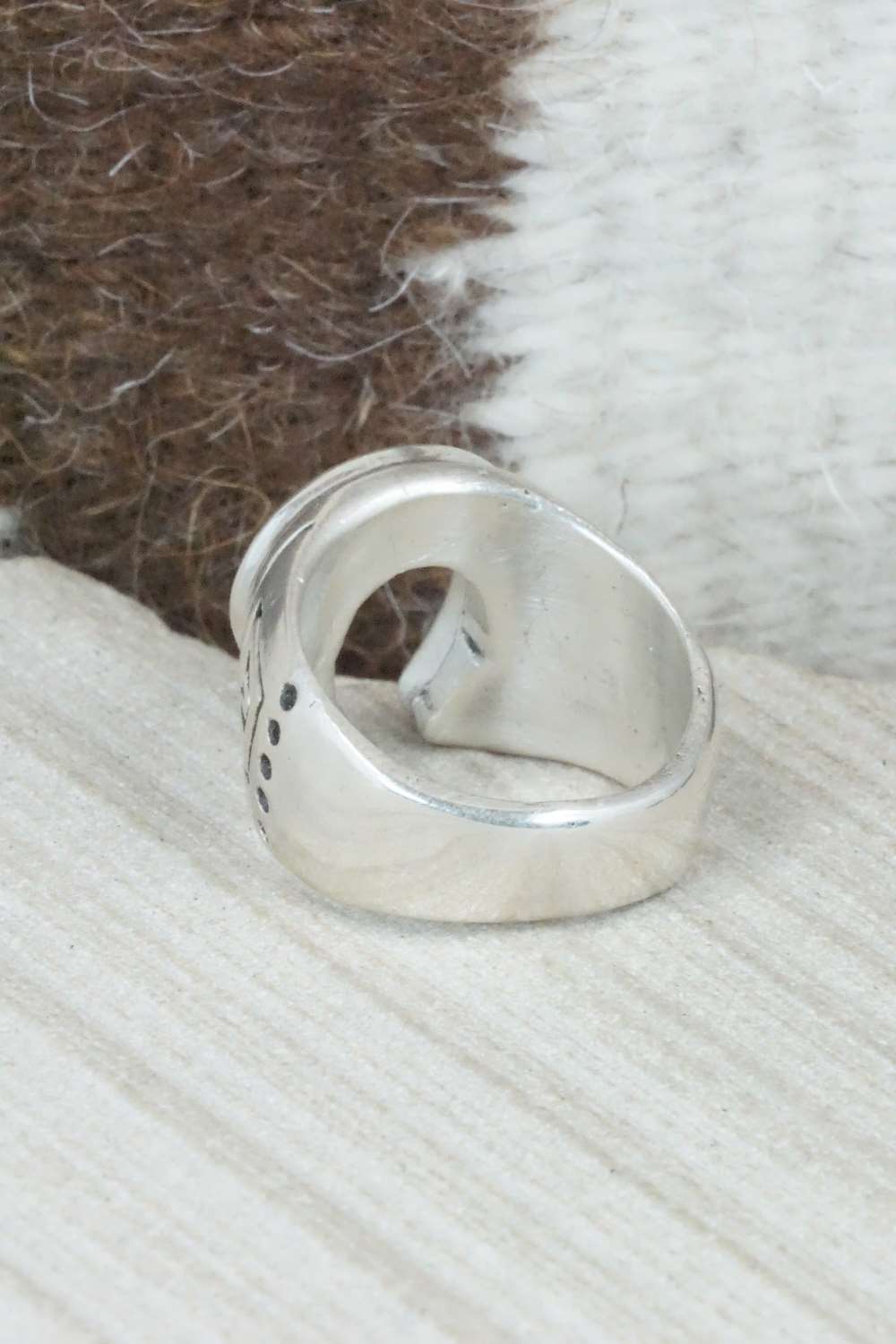 Turquoise & Sterling Silver Inlay Ring - Claudine Haloo - Size 10