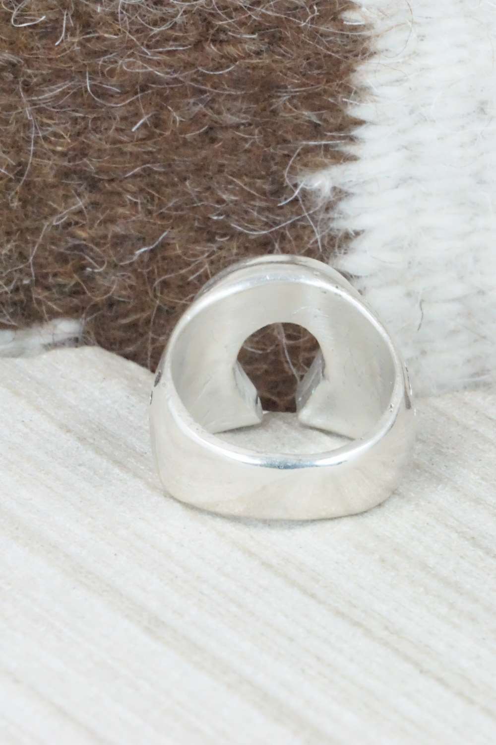 Turquoise & Sterling Silver Inlay Ring - Claudine Haloo - Size 10