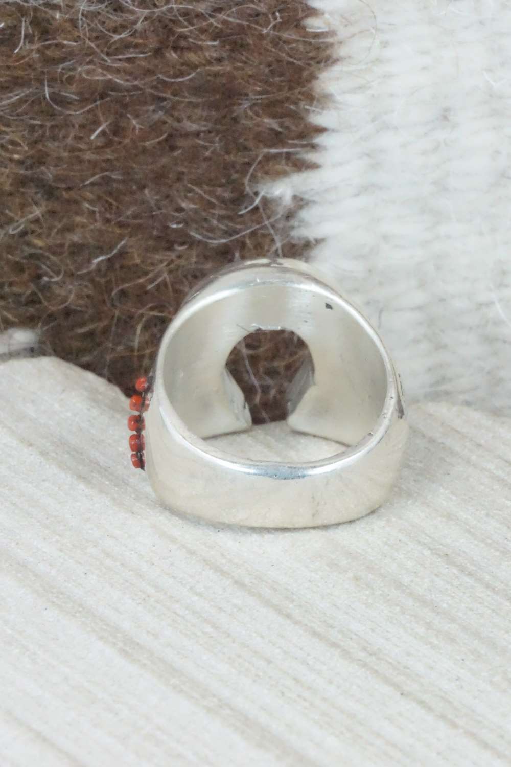 Turquoise & Sterling Silver Inlay Ring - Claudine Haloo - Size 10