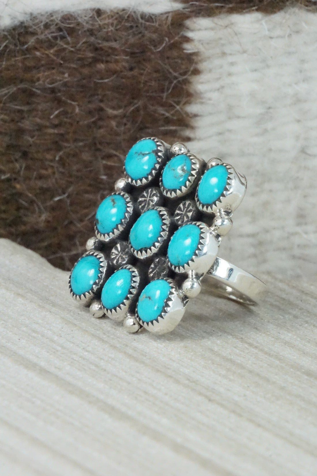 Turquoise & Sterling Silver Ring - Priscilla Reeder - Size 8