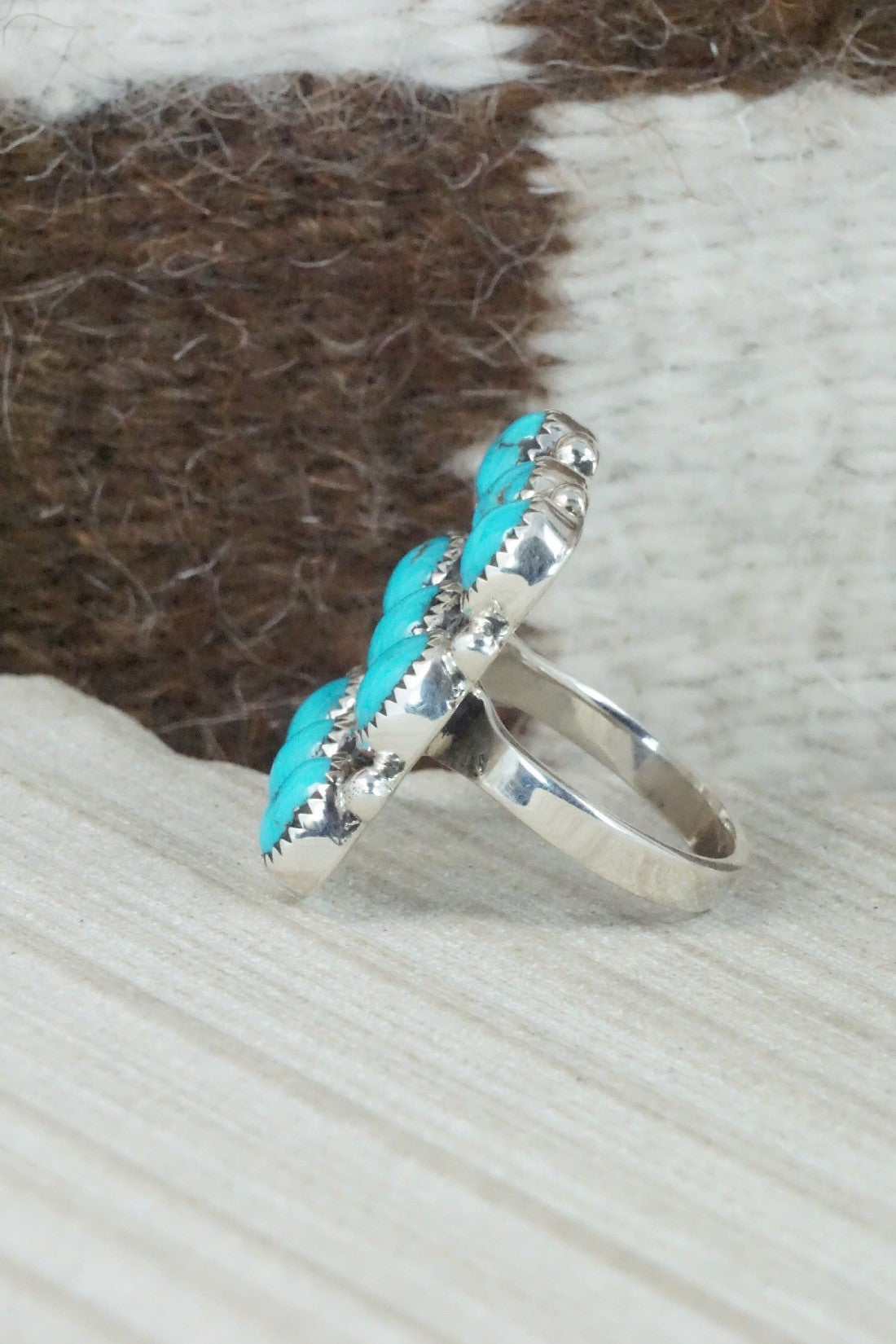 Turquoise & Sterling Silver Ring - Priscilla Reeder - Size 8