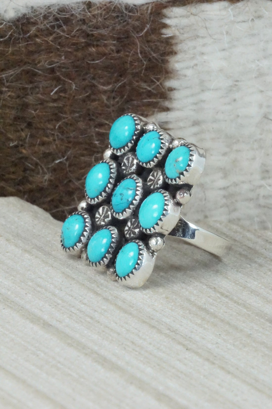 Turquoise & Sterling Silver Ring - Priscilla Reeder - Size 8