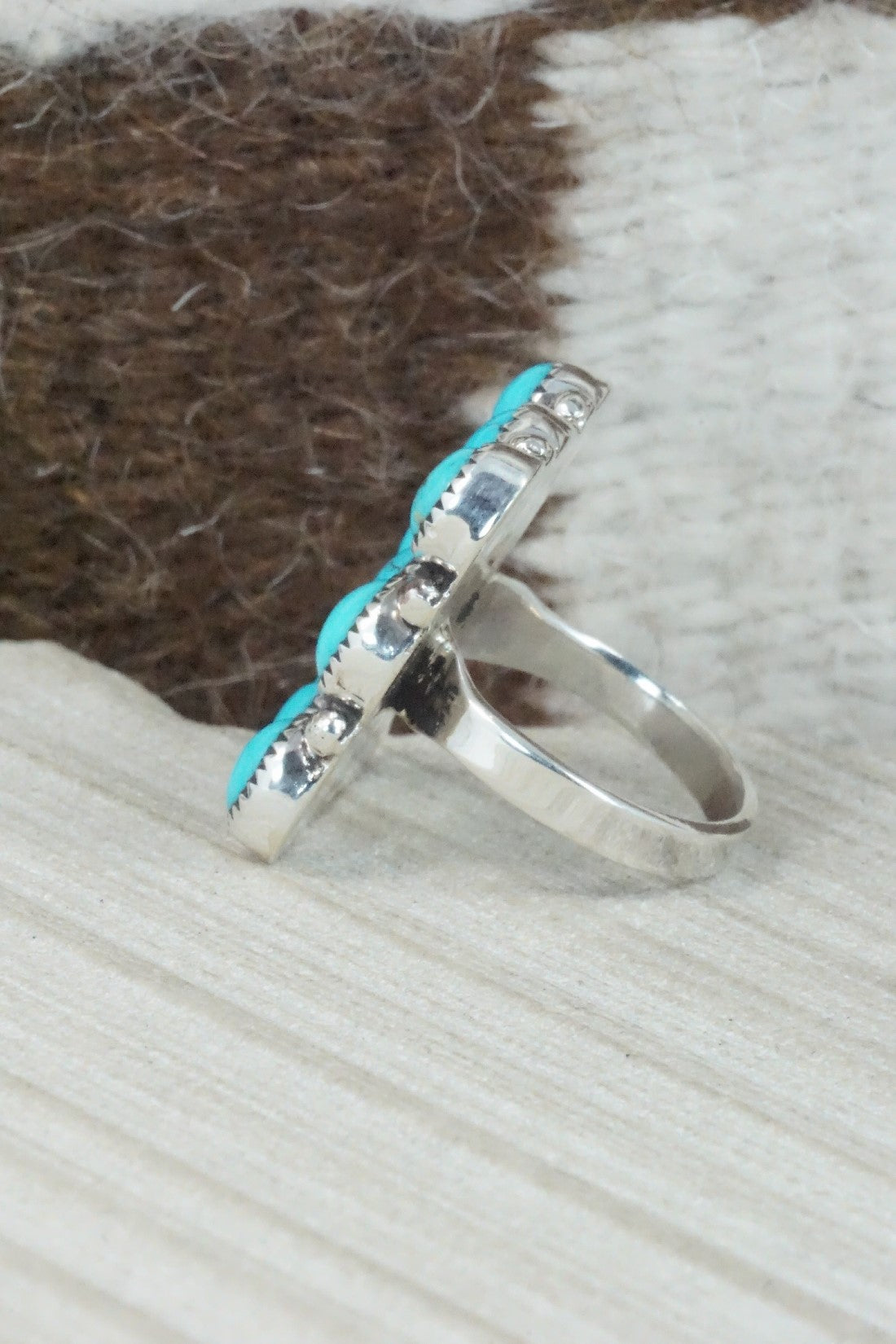 Turquoise & Sterling Silver Ring - Priscilla Reeder - Size 8