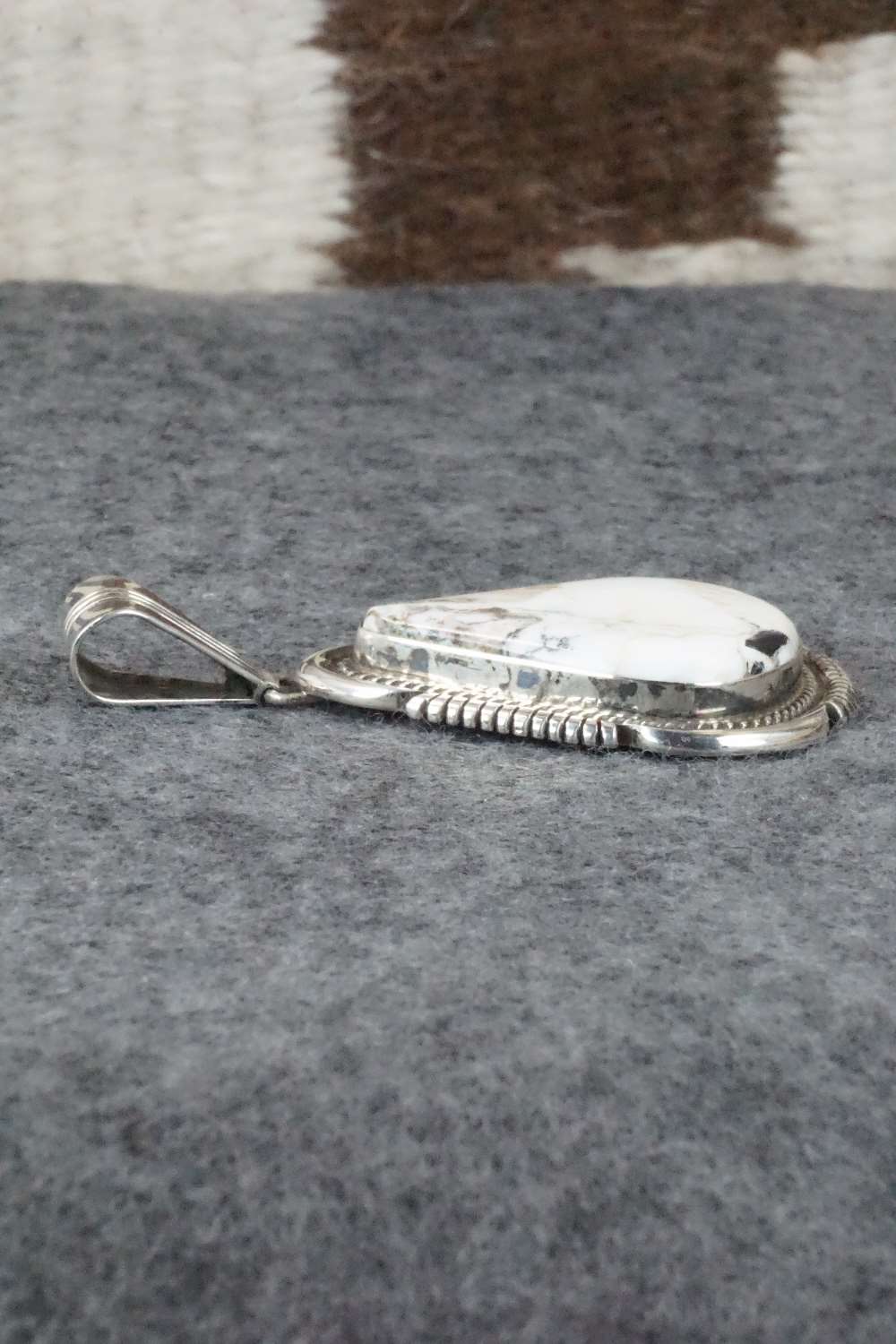 White Buffalo & Sterling Silver Pendant - Samuel Yellowhair
