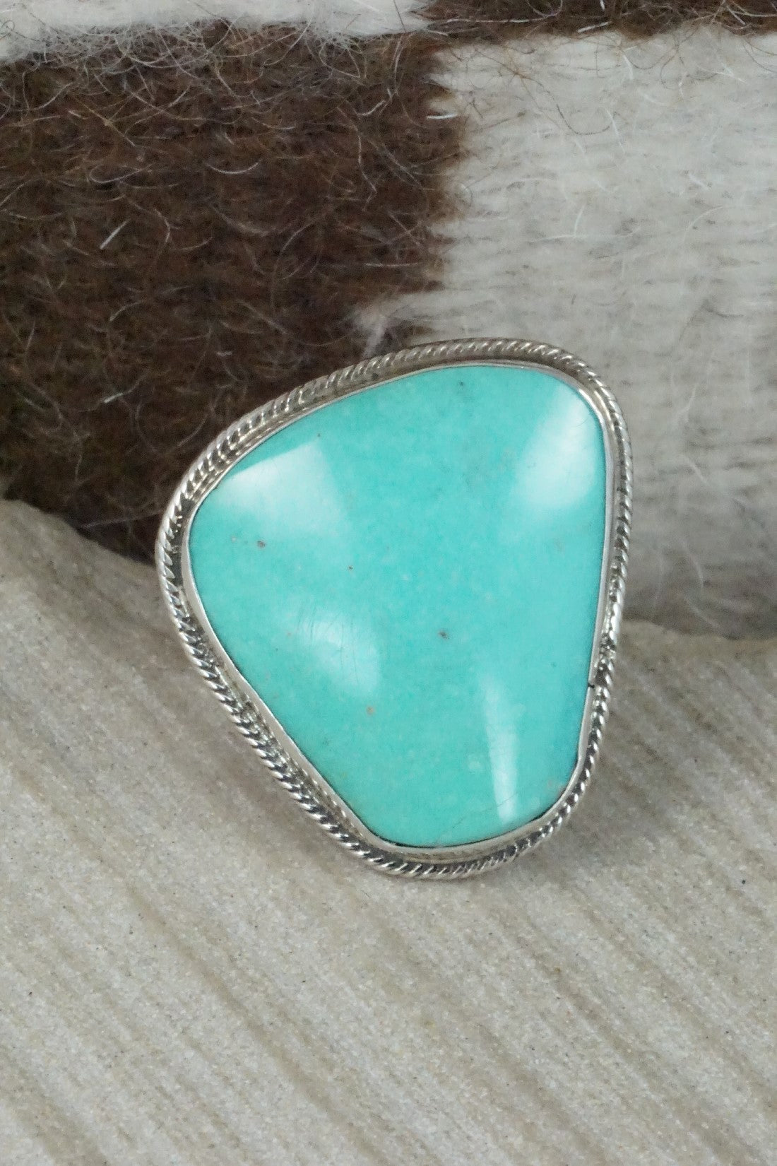 Turquoise & Sterling Silver Ring - Priscilla Reeder - Size 9 (Adj.)