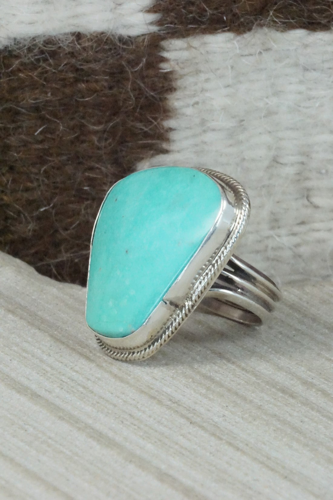 Turquoise & Sterling Silver Ring - Priscilla Reeder - Size 9 (Adj.)