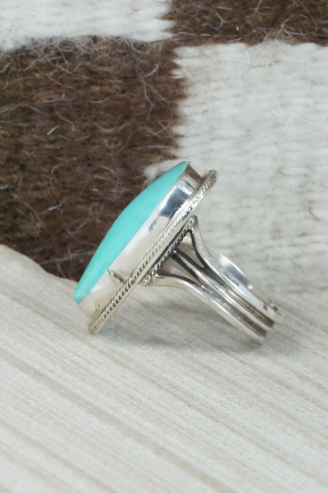 Turquoise & Sterling Silver Ring - Priscilla Reeder - Size 9 (Adj.)