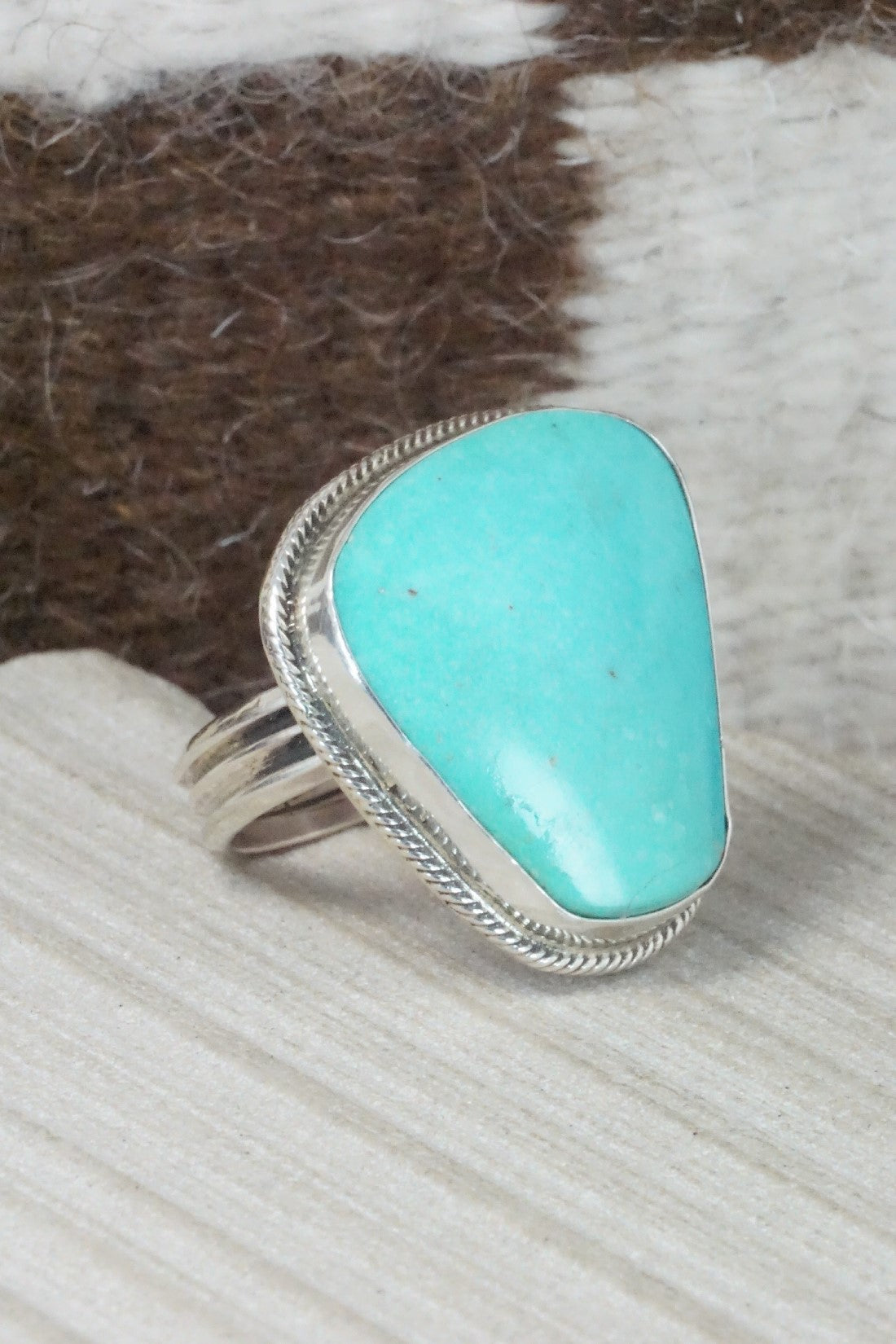 Turquoise & Sterling Silver Ring - Priscilla Reeder - Size 9 (Adj.)