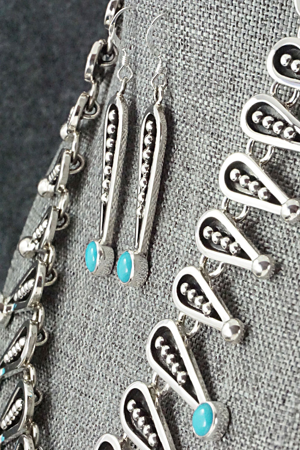 Turquoise & Sterling Silver Necklace and Earrings Set - Jonathan Nez