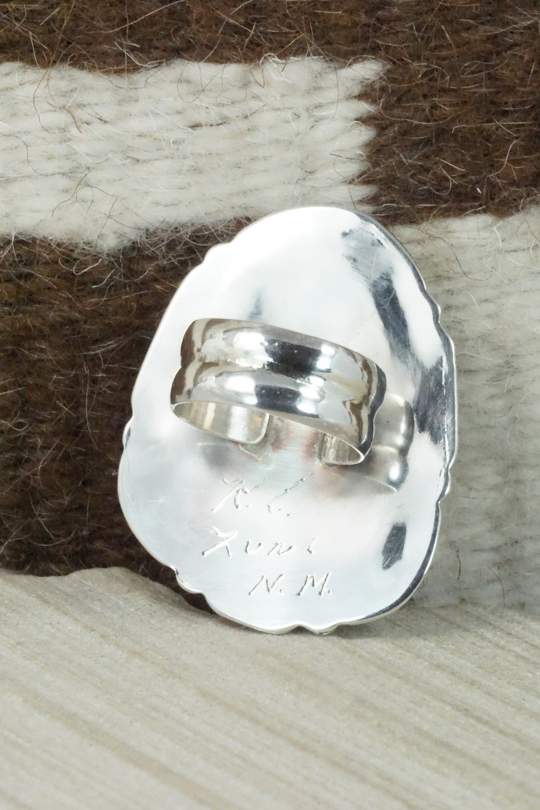 Turquoise & Sterling Silver Ring - Kenny Calavaza - Size 7.5