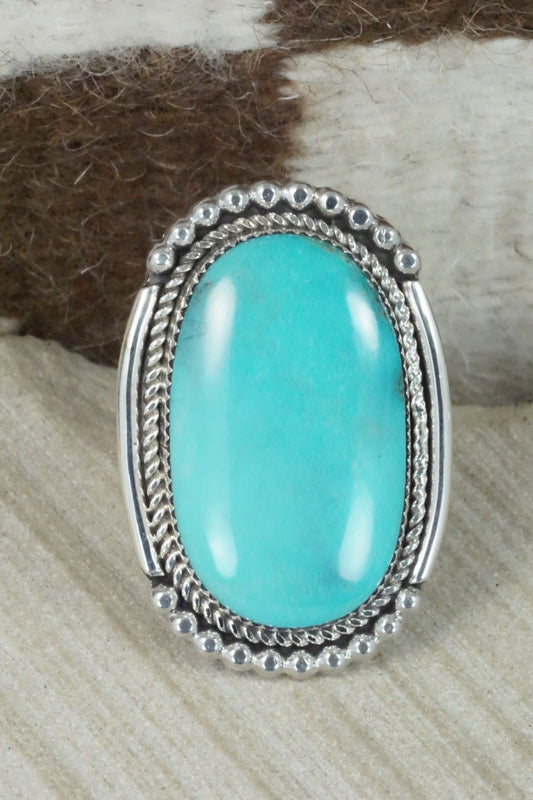 Turquoise & Sterling Silver Ring - Kenny Calavaza - Size 8.5