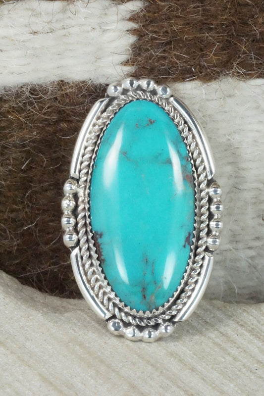 Turquoise & Sterling Silver Ring - Kenny Calavaza - Size 4.75